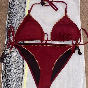 Maroon and Gold Bikini